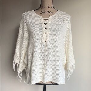 Velvet by Graham & Spencer ivory shawl sweater